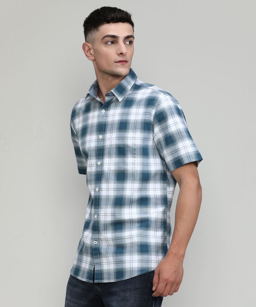 Airforce Slim Fit Premuim Cotton Checks Shirt With Pocket