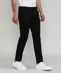 Jet Black Ankle Length Stretch Denim