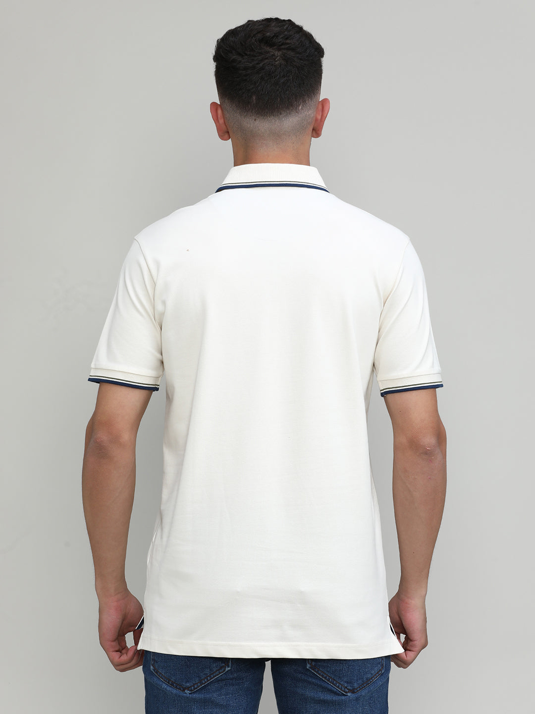 Butter Cream Pique Cotton Lycra Solid Polo T-shirt