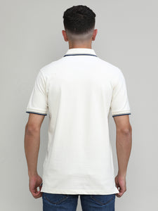 Butter Cream Pique Cotton Lycra Solid Polo T-shirt