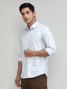 Sky Slim Fit Premuim Cotton Checks Shirt With Button Down Collar & Pocket