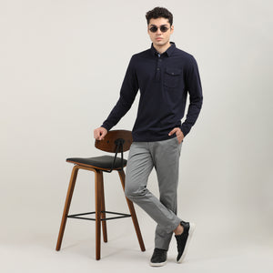 INDIGO-CORD LYCRA-FULL SLEEVES-POLO-TSHIRT-AW24