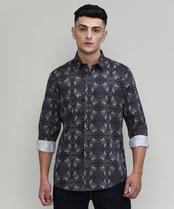Exclusive Purple Collection Wine Slim Fit Printed Premium Cotton Shirt