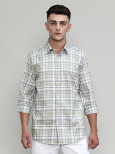 Exclusive Purple Collection Sage Shade Slim Fit Premium Cotton Checks Shirt