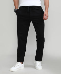 Black French Terry Lycra Cotton Track Pants