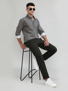Exclusive Purple Collection Orange Slim Fit Printed Premium Cotton Shirt