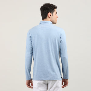 MELANGE SKY-FULL SLEEVES-POLO-TSHIRT-AW24