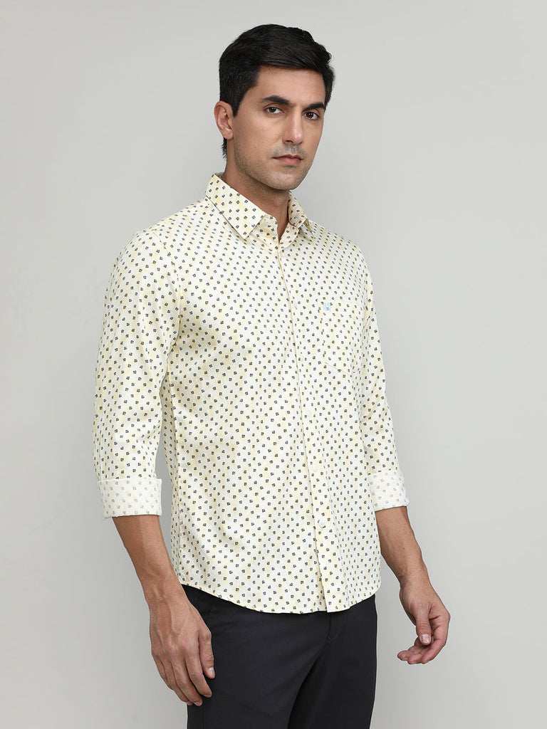 Lemon Slim Fit Premium Cotton Printed Shirt