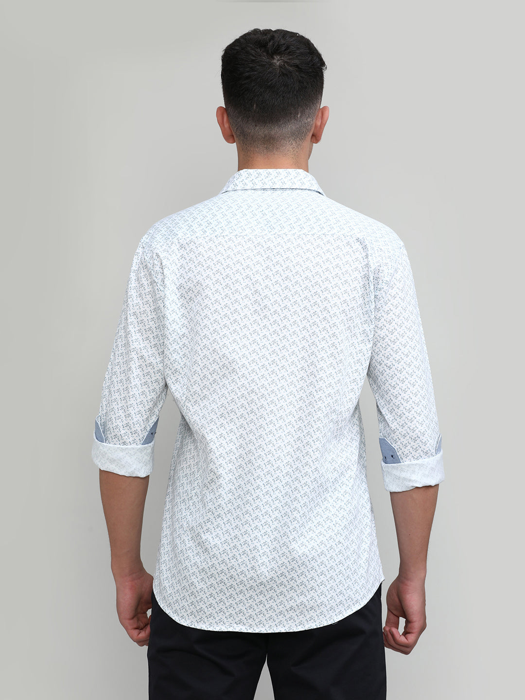 White Slim Fit Premium Cotton Printed Shirt With Pocket