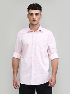 Cherry Red Slim Fit Premium Cotton Printed Shirt With Pocket