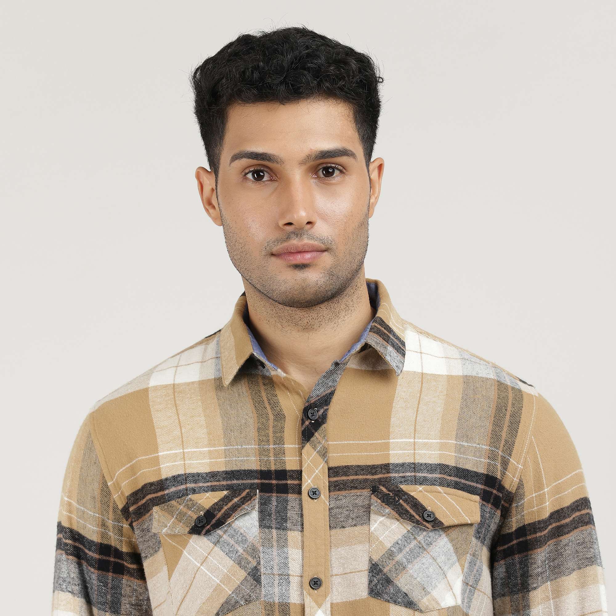 Pistachio Brushed Checks Shirt With Double Pocket