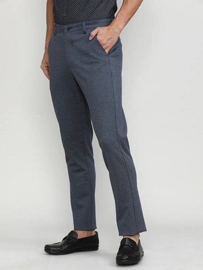 Royal Blue  Cotton Trousers Slim Tapered Fit