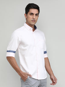 Baby Pink Slim Fit Premuim Cotton Solid Shirt With Button Down Collar & Pocket