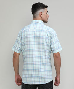 Pistachio Slim Fit Premuim Cotton Checks Shirt With Pocket-SS25