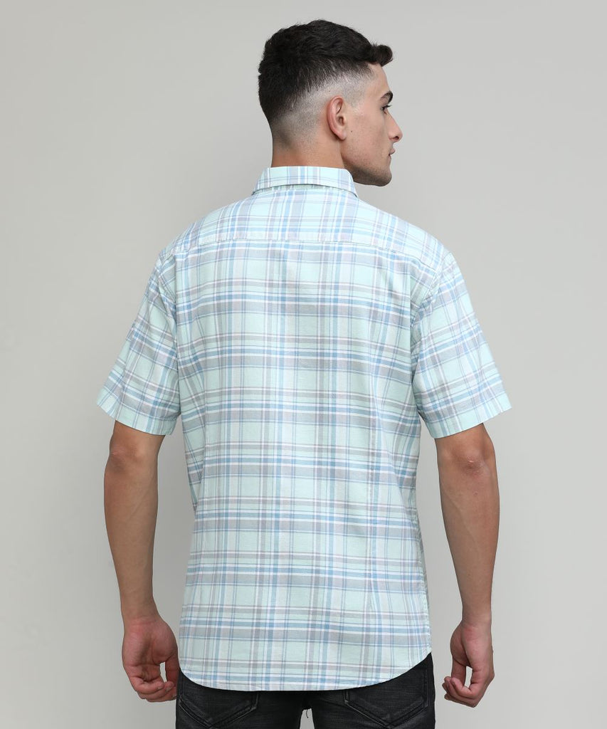 Pistachio Slim Fit Premuim Cotton Checks Shirt With Pocket