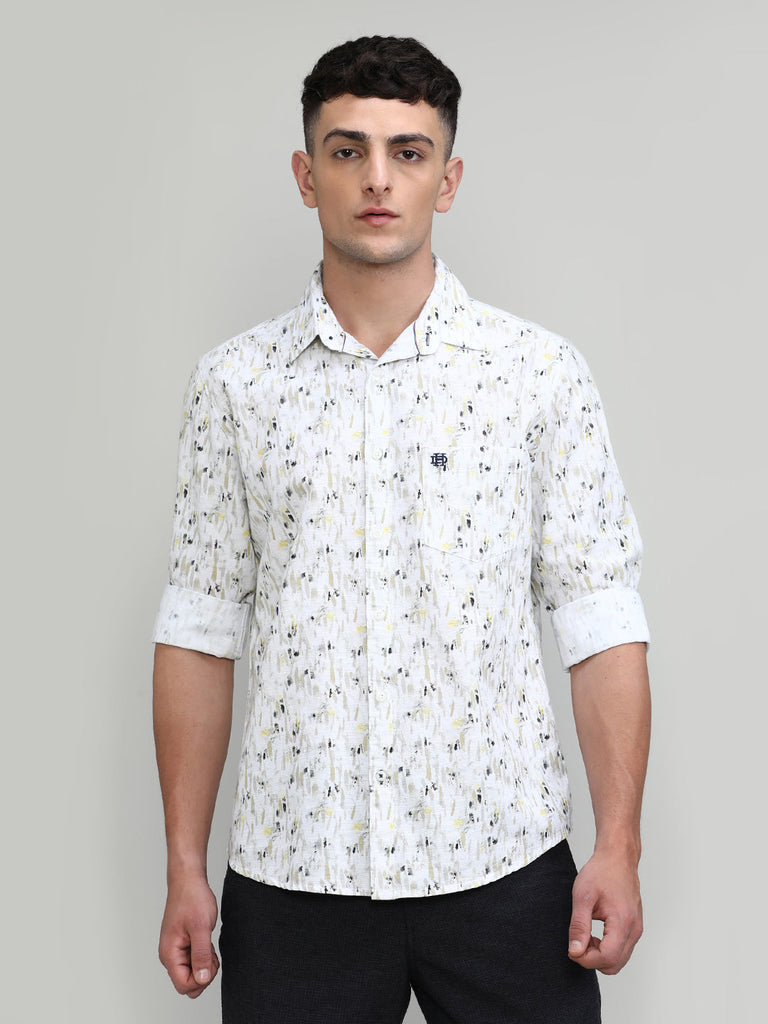Lemon Slim Fit Premium Cotton Printed Shirt With Pocket