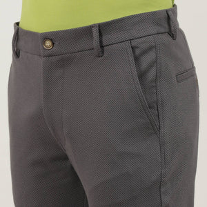 Dark Grey-Cotton Trousers-Slim Tapered Fit, Smart Formals