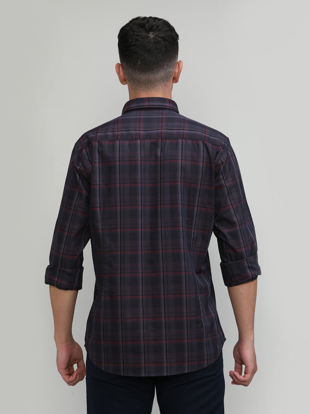 Exclusive Purple Collection Deep Green Slim Fit Premium Cotton Checks Shirt