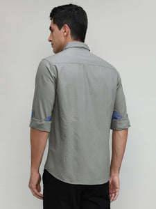 Troops Slim Fit Premuim Cotton Solid Shirt With Bone Collar & Double Pocket