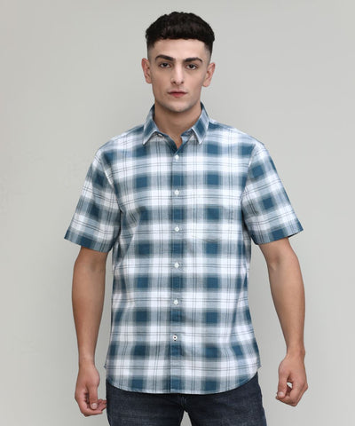 Airforce Slim Fit Premuim Cotton Checks Shirt With Pocket