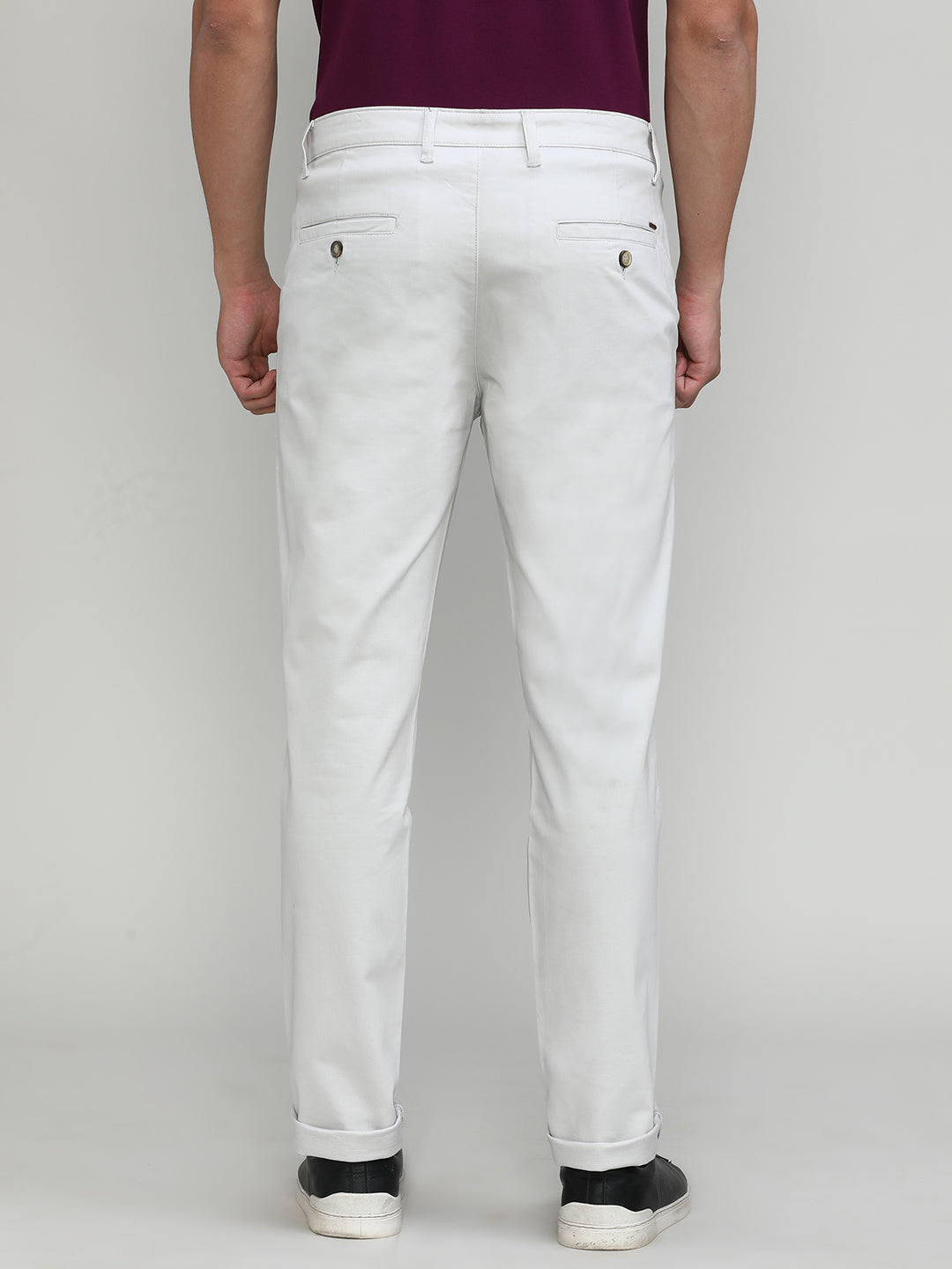 Sand Stone Shade Cotton Trousers Slim Tapered Fit
