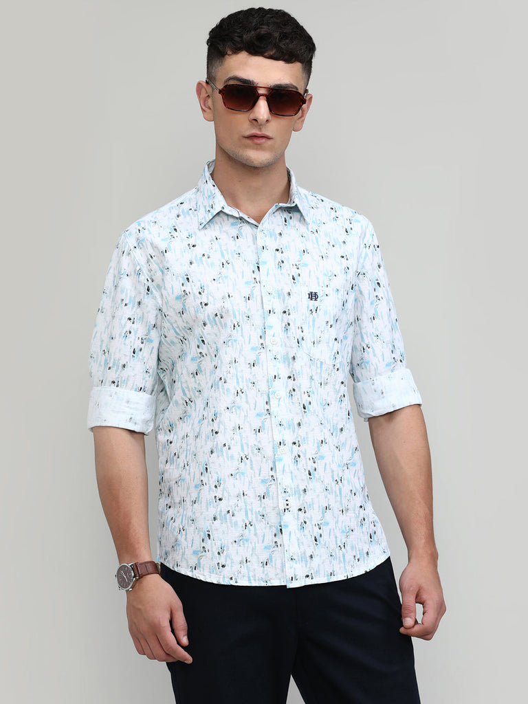 Sky Slim Fit Premium Cotton Printed Shirt With Pocket