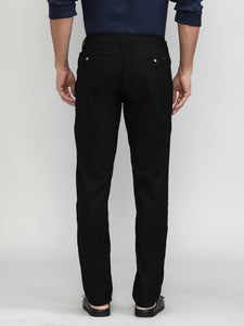 Black Cotton Travel Trousers Regular Fit