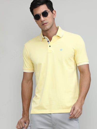 Popcorn Pique Cotton Lycra Solid Polo T-shirt