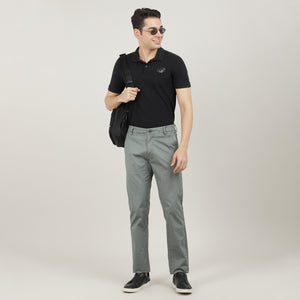 Charcoal Cotton Trousers Slim Tapered Fit