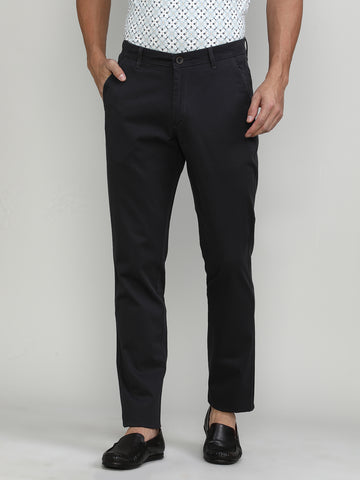 Dark Grey Cotton Trousers Slim Tapered Fit