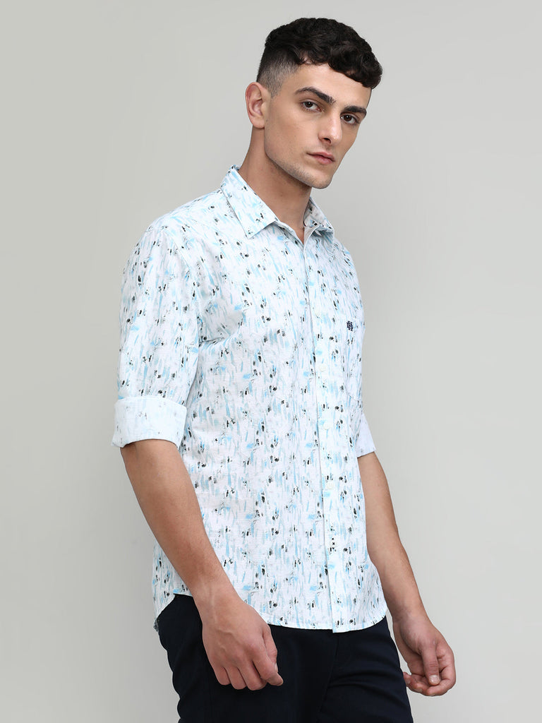 Sky Slim Fit Premium Cotton Printed Shirt With Pocket