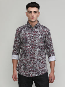 Exclusive Purple Collection Dry Berry Slim Fit Printed Premium Cotton Shirt