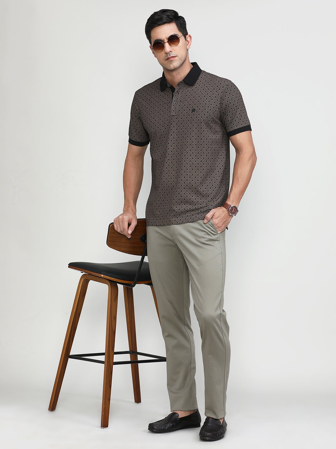 Copper Jersey Cotton Lycra Printed Polo T-shirt