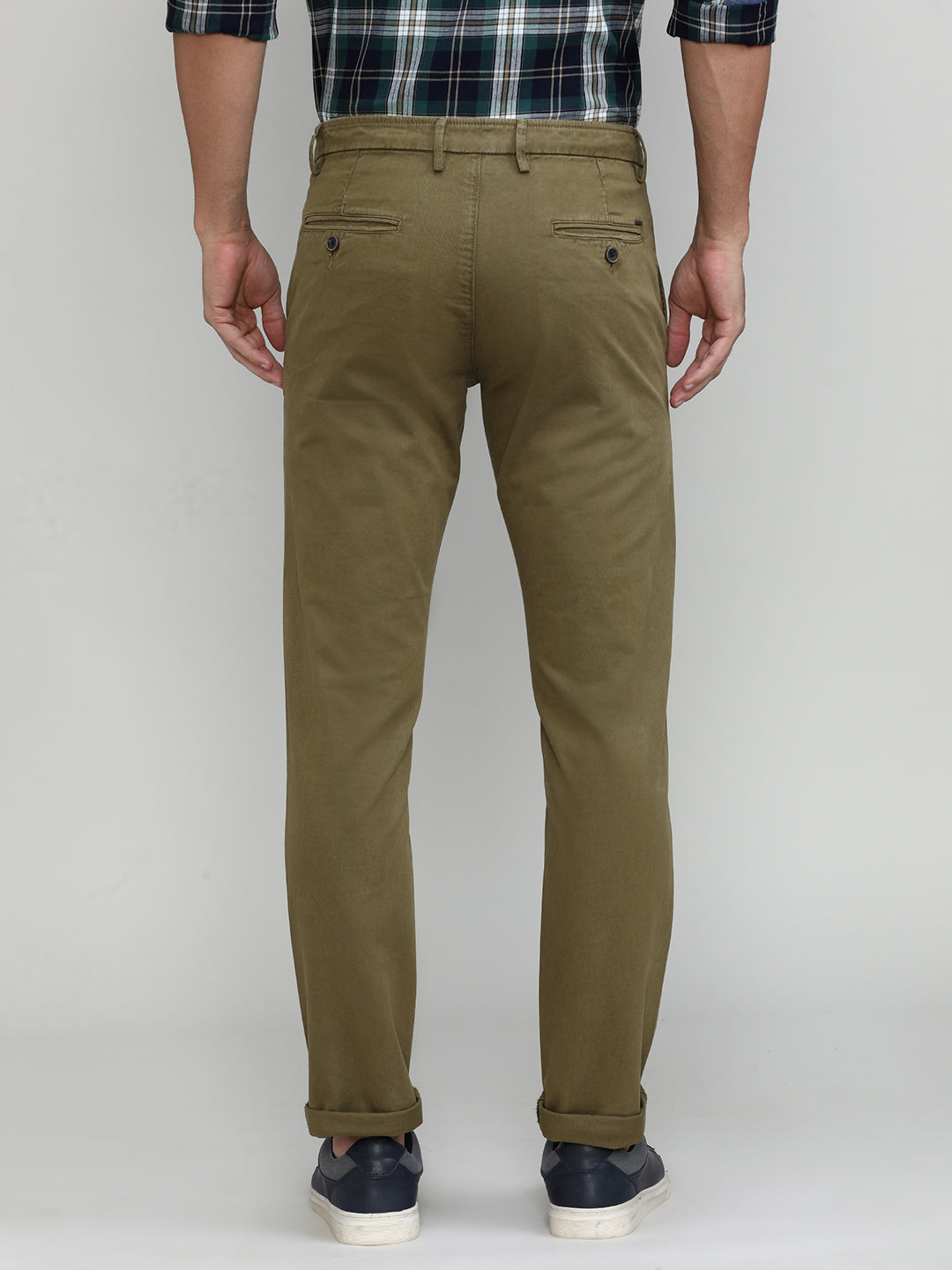 Wood Shade Cotton Trousers Slim Tapered Fit