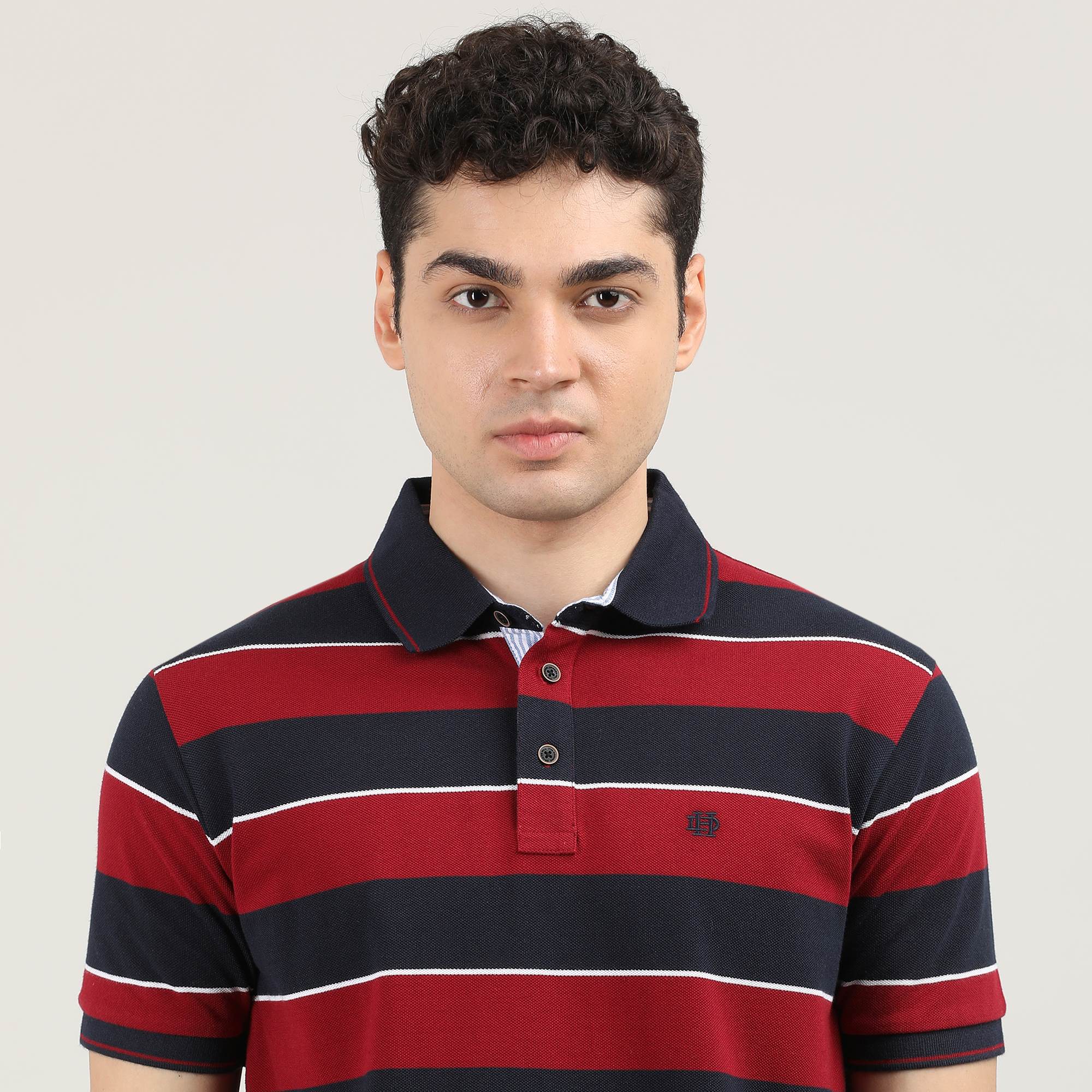 Red and Blue Striped Polo T-shirt