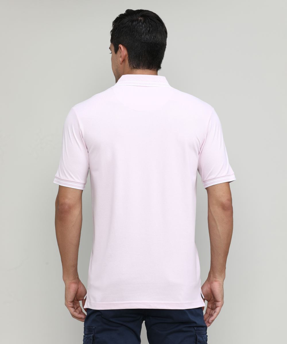 Lilac Snow Pique Cotton Lycra Solid Polo T-shirt