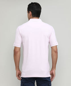 Lilac Snow Pique Cotton Lycra Solid Polo T-shirt