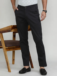 Dark Grey Cotton Trousers Slim Tapered Fit