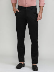 Black Cotton Trousers Slim Tapered Fit