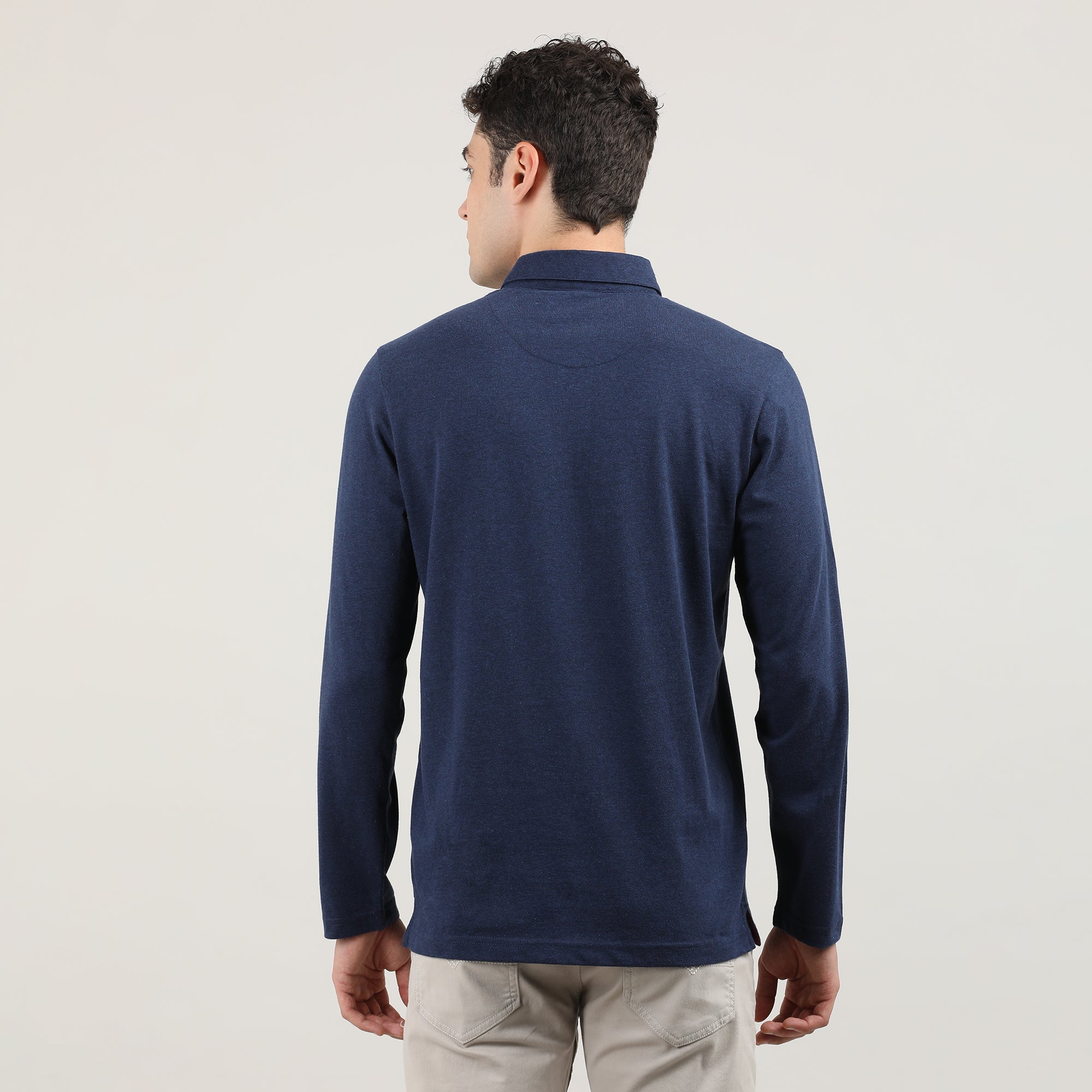 MELANGE BLUE-FULL SLEEVES-POLO-TSHIRT-AW24