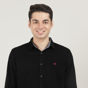 BLACK, FULL SLEEVES SHIRT, PLAIN-AW24