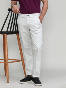 Sand Stone Shade Cotton Trousers Slim Tapered Fit