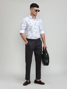 Gun Metal Shade Cotton Trousers Slim Tapered Fit