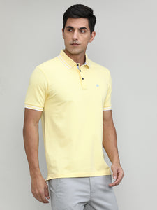 Popcorn Pique Cotton Lycra Solid Polo T-shirt
