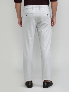 Light Grey Cotton Trousers Slim Tapered Fit