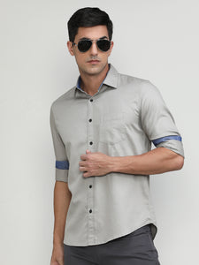 Sand Stone Slim Fit Premium Cotton Lycra Solid Shirt With Pocket-SS25