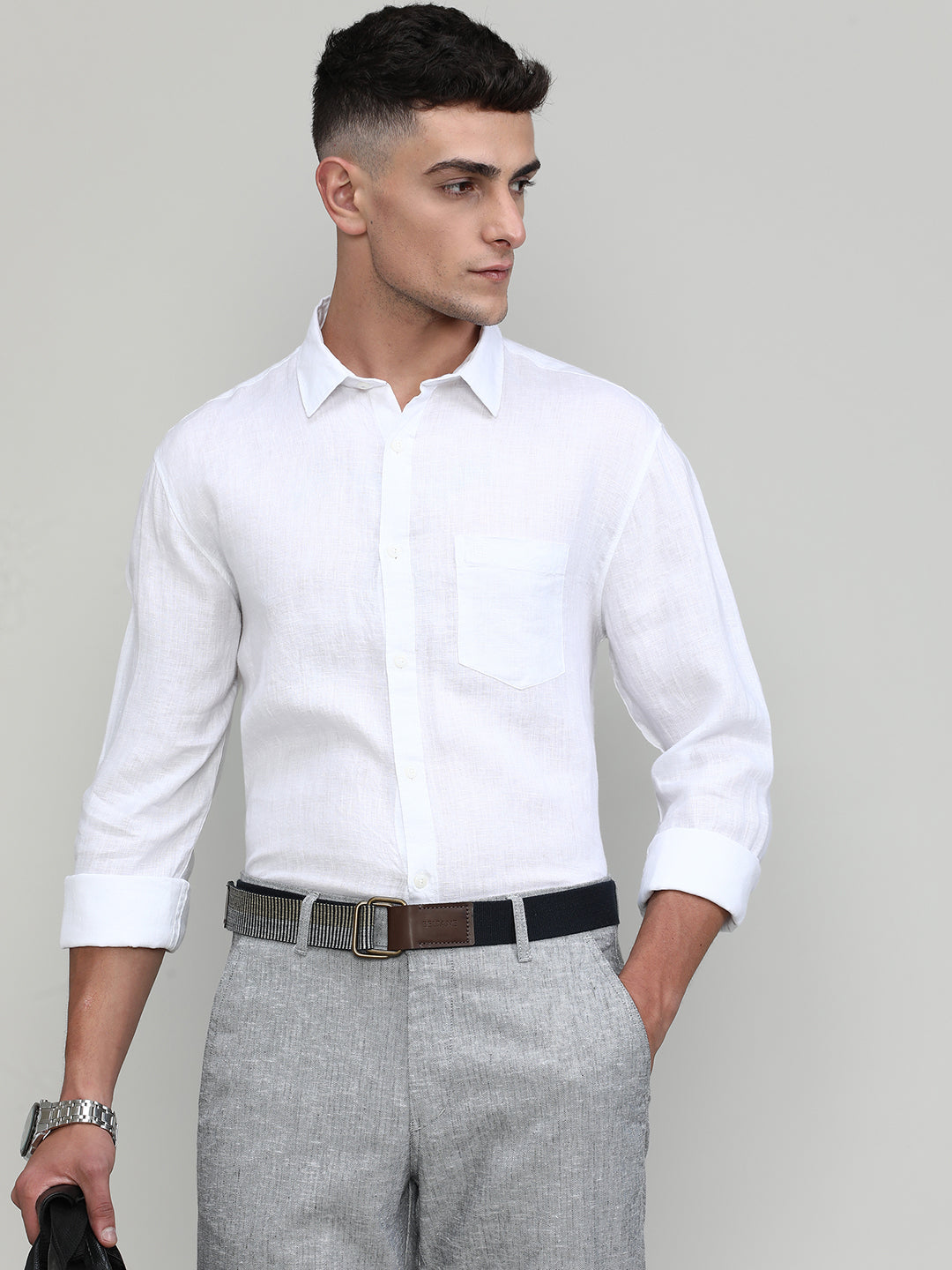 Sky Slim Fit Premium Linen Solid Shirt-SS25