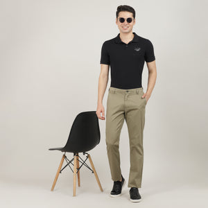 British Khaki Cotton Trousers Slim Tapered Fit