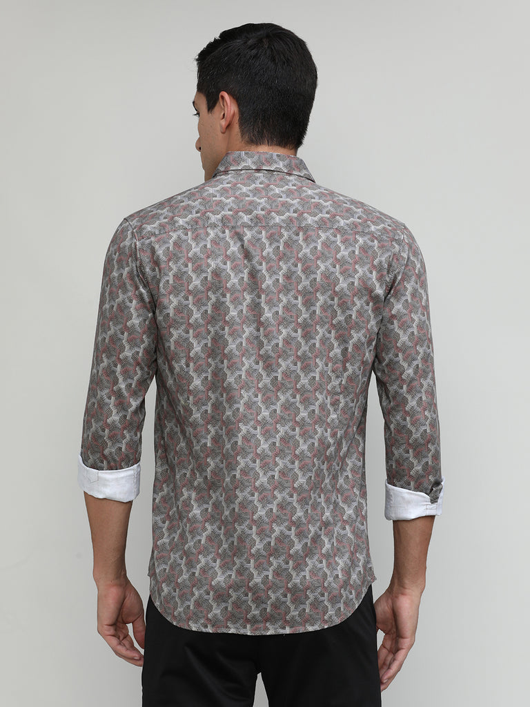 Exclusive Purple Collection Red Copper Slim Fit Printed Premium Cotton Shirt
