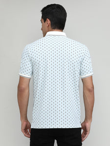 Coral Jersey Cotton Lycra Printed Polo T-shirt